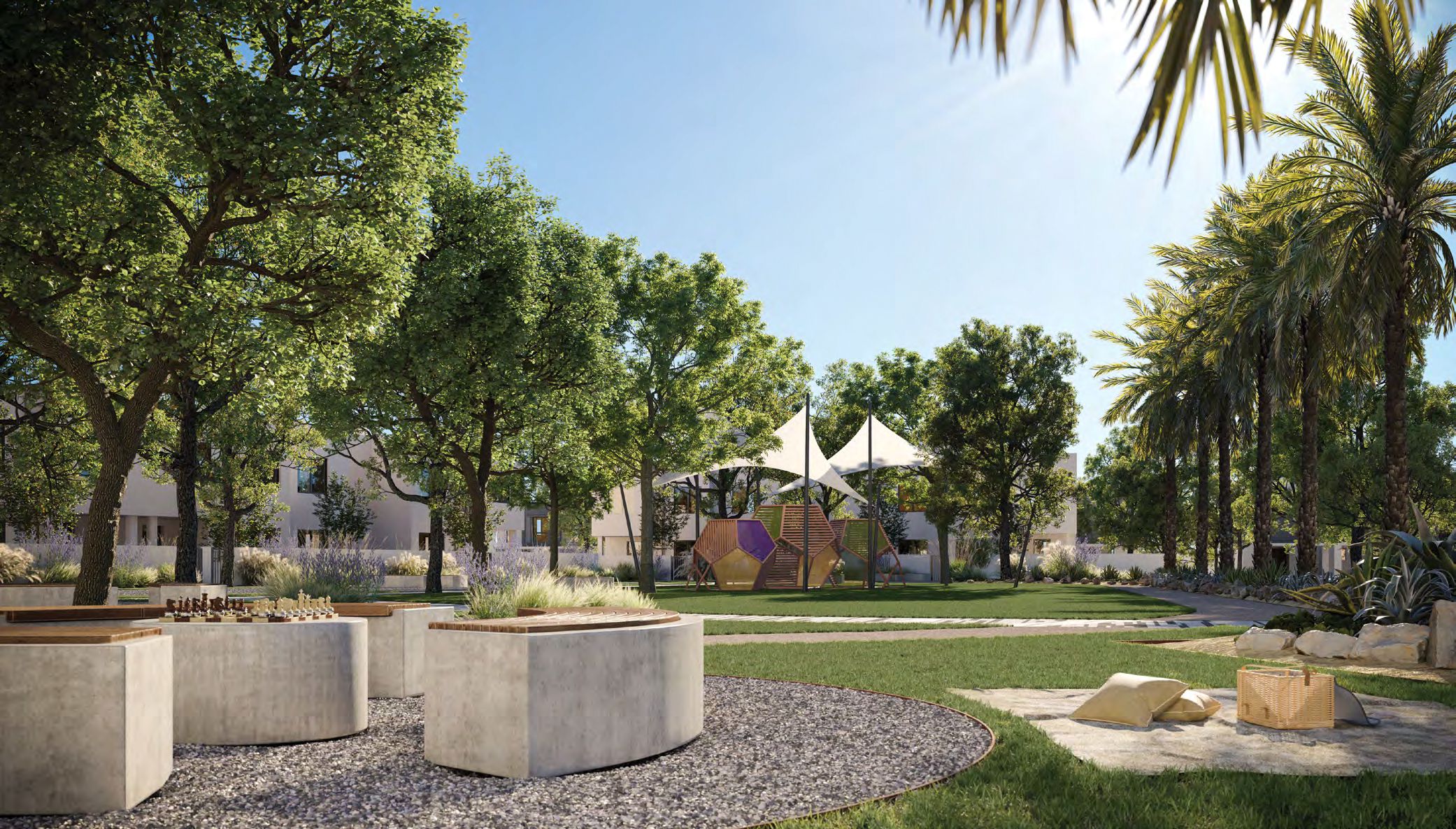 Noya Yas Island gated entrance and façade of elegant homes, Yas Island residential community