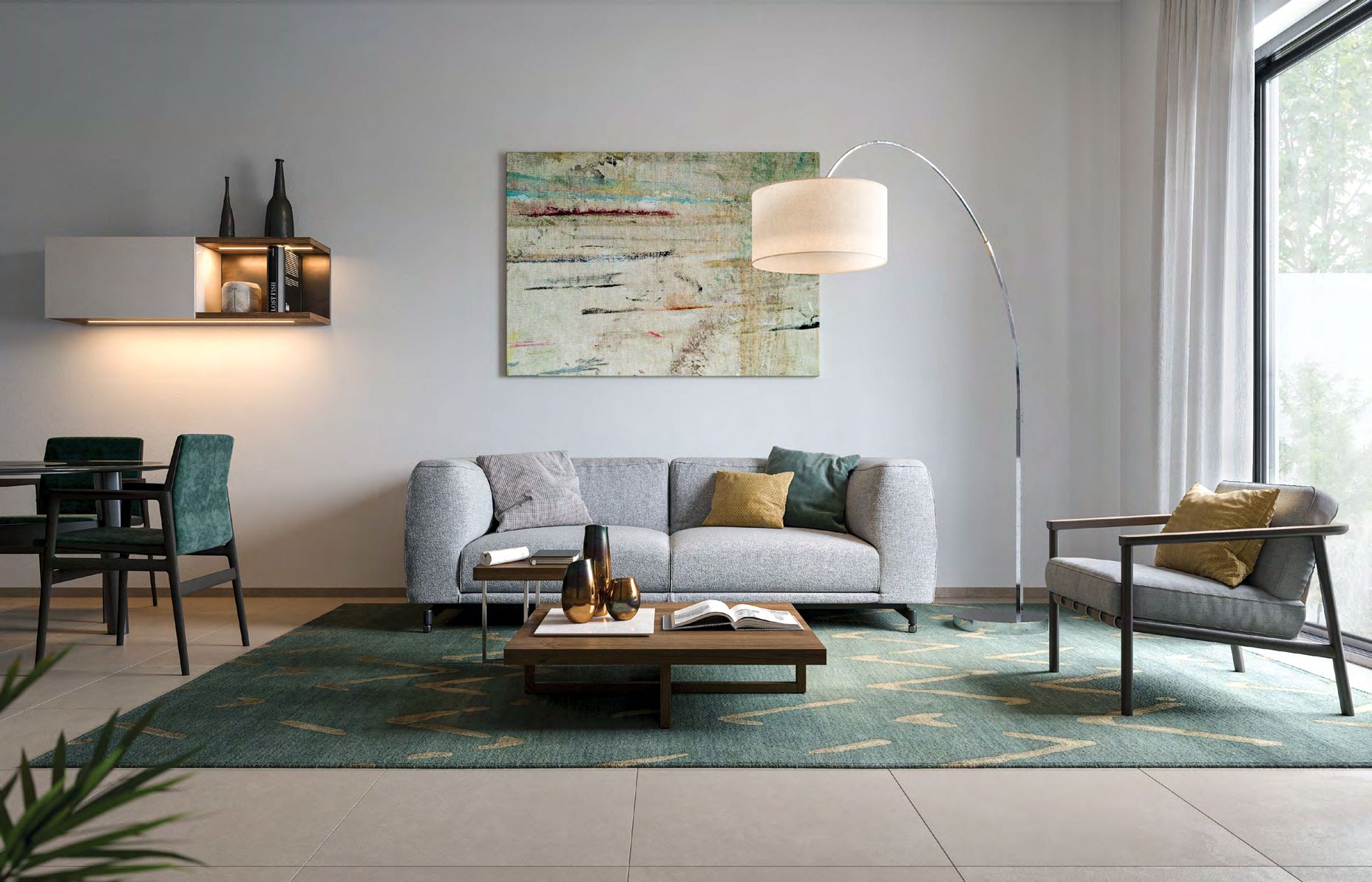 Noya Yas Island stylish bedroom with serene décor, family home interior, Abu Dhabi