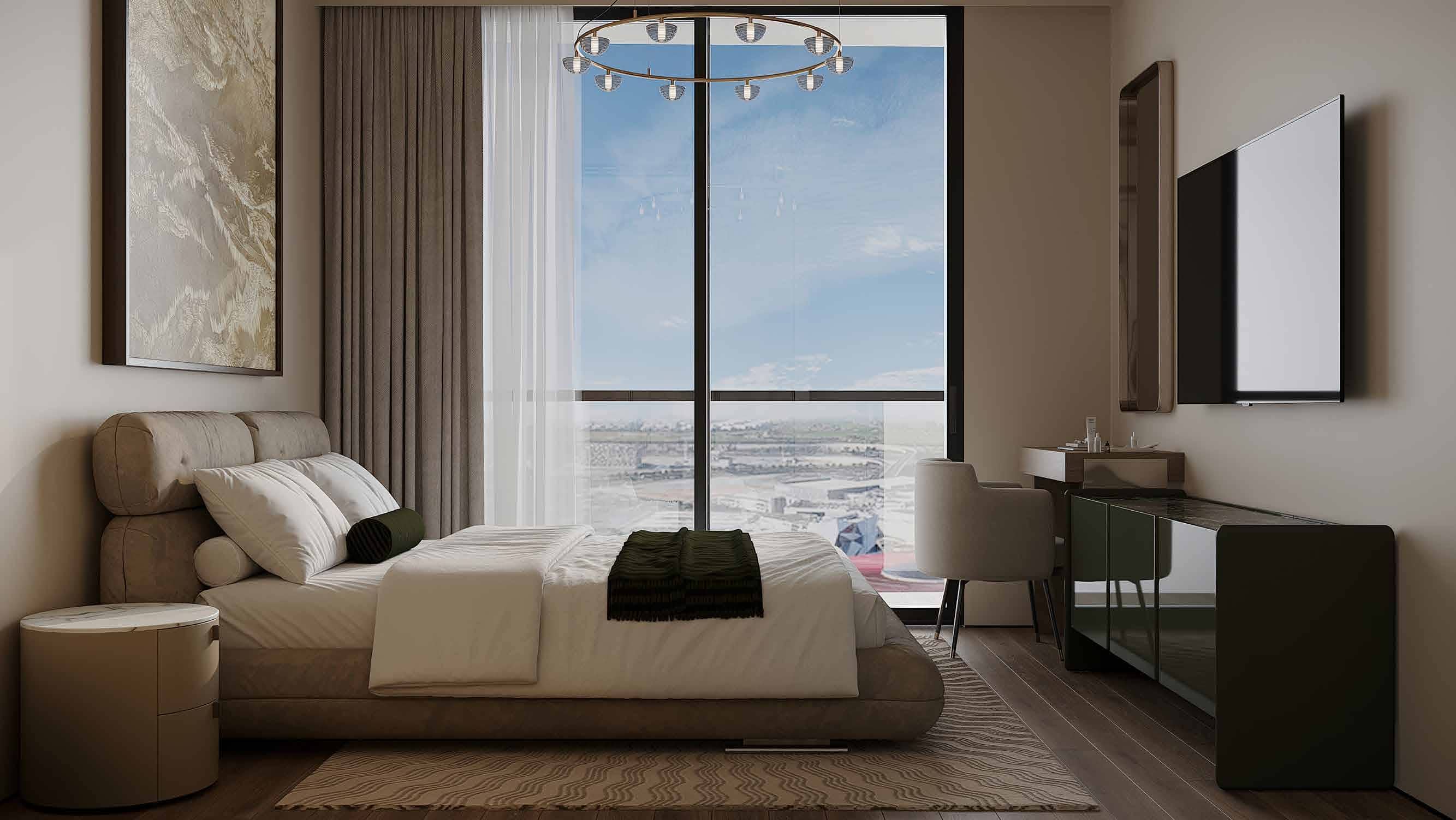 Modern bedroom interior at Manchester City Yas Residences on Yas Island, Abu Dhabi featuring spacious layouts and natural light.Ya Residences By Ohana Interior (1).jpg