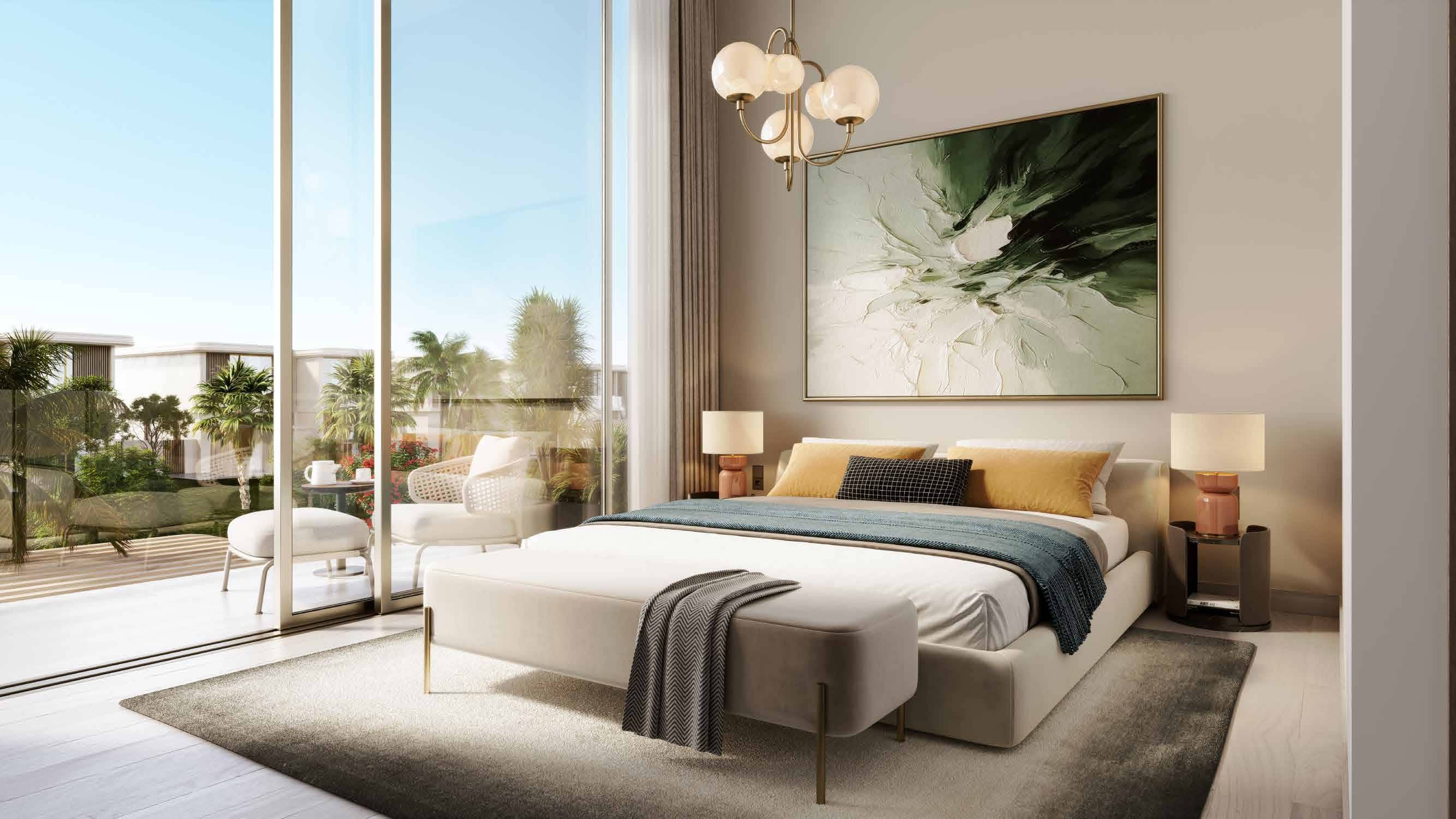 Modern bedroom interior at Manchester City Yas Residences on Yas Island, Abu Dhabi featuring spacious layouts and natural light.Ya Residences By Ohana Interior (11).jpg